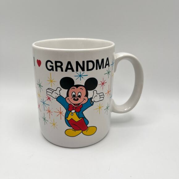 Disney World Vintage 1988 Epcot Castle Mickey Mouse "I Love Grandma Grandpa" Mug - Picture 6 of 14